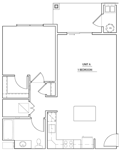 1 Bedroom Floor Plan at Cambria Place, Pennsylvania, 17015